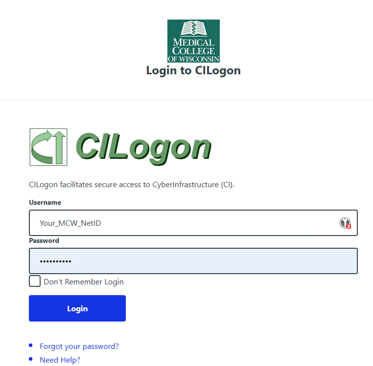 CILogon MCW Login